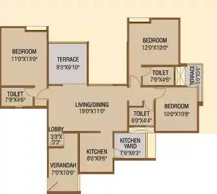 F5 Mount Unique 2 BHK floor plan