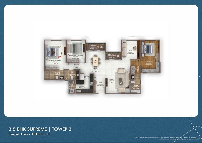 Gera's Island of Joy 3.5 BHK floor plan