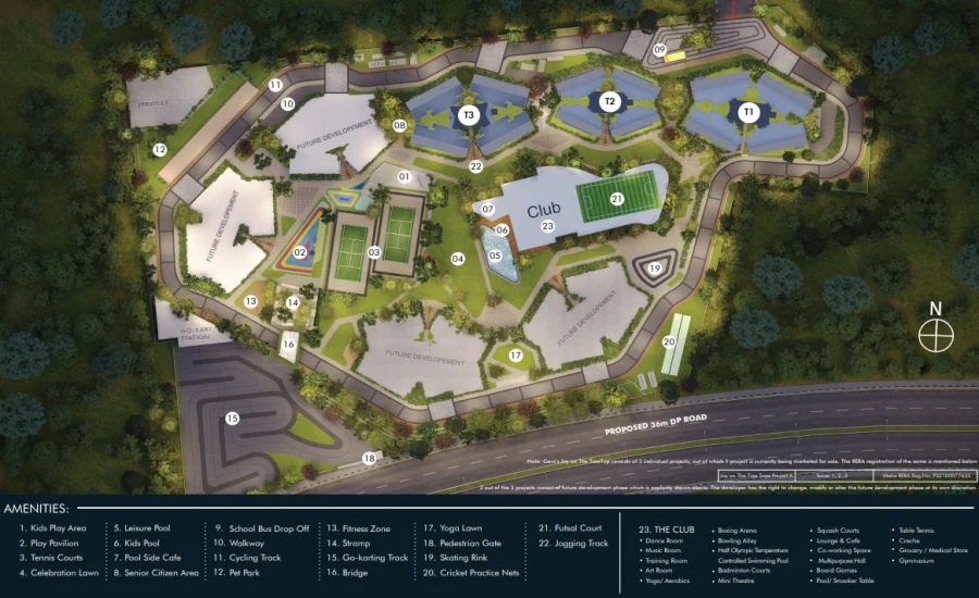 Gera JoTT master layout plan showing amenity zones and tower positions