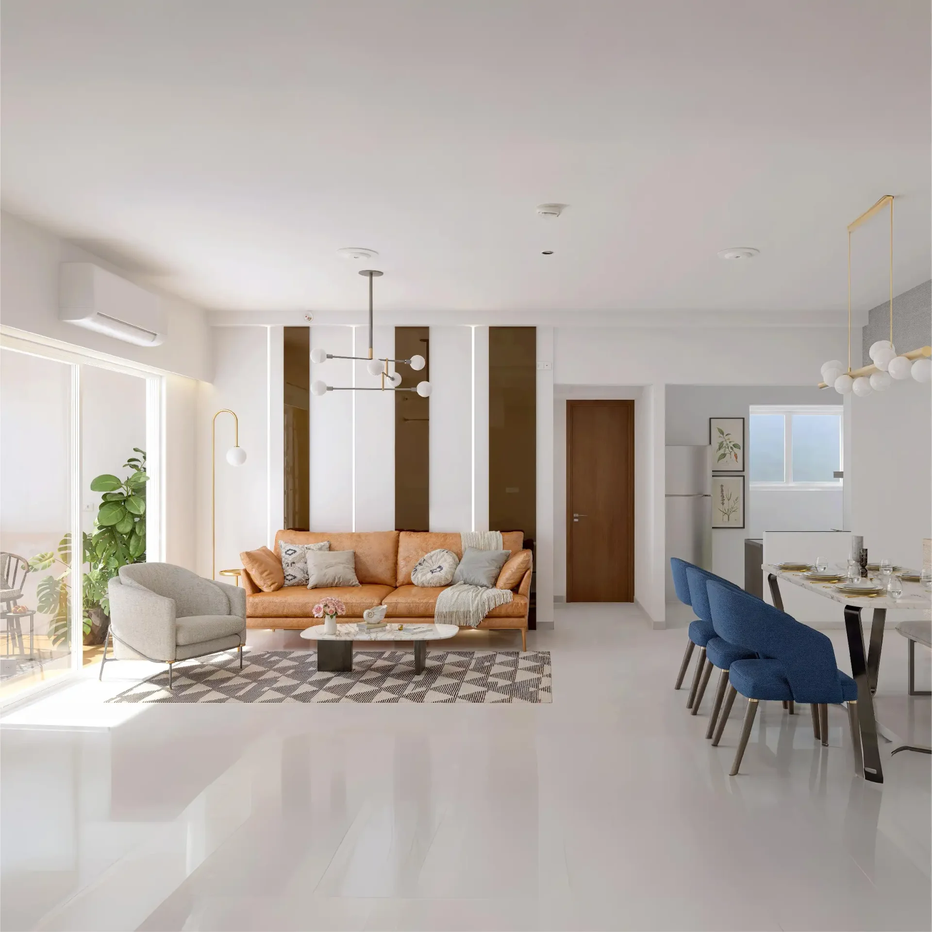 Godrej Aqua Vista apartment living and dining space with balcony access