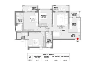 Godrej Elaris 3 BHK floor plan
