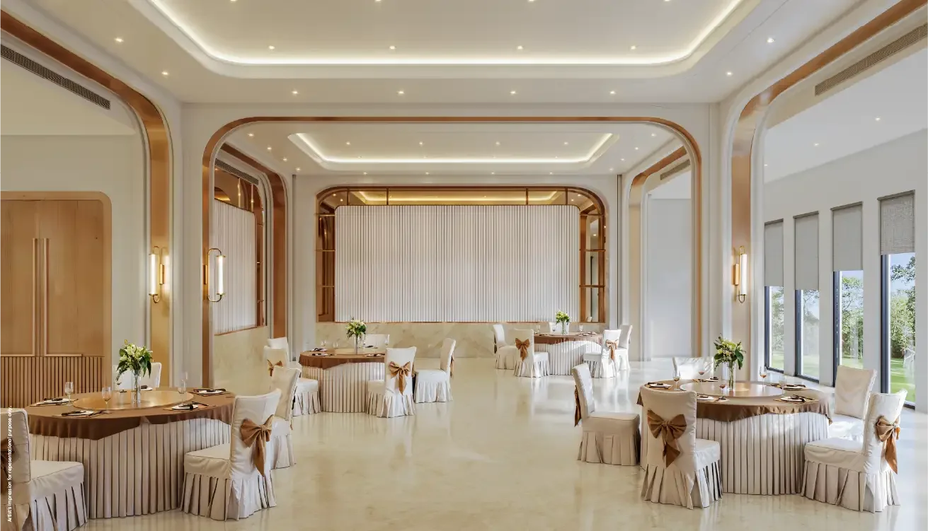 Godrej Elaris banquet hall laid out for a private function