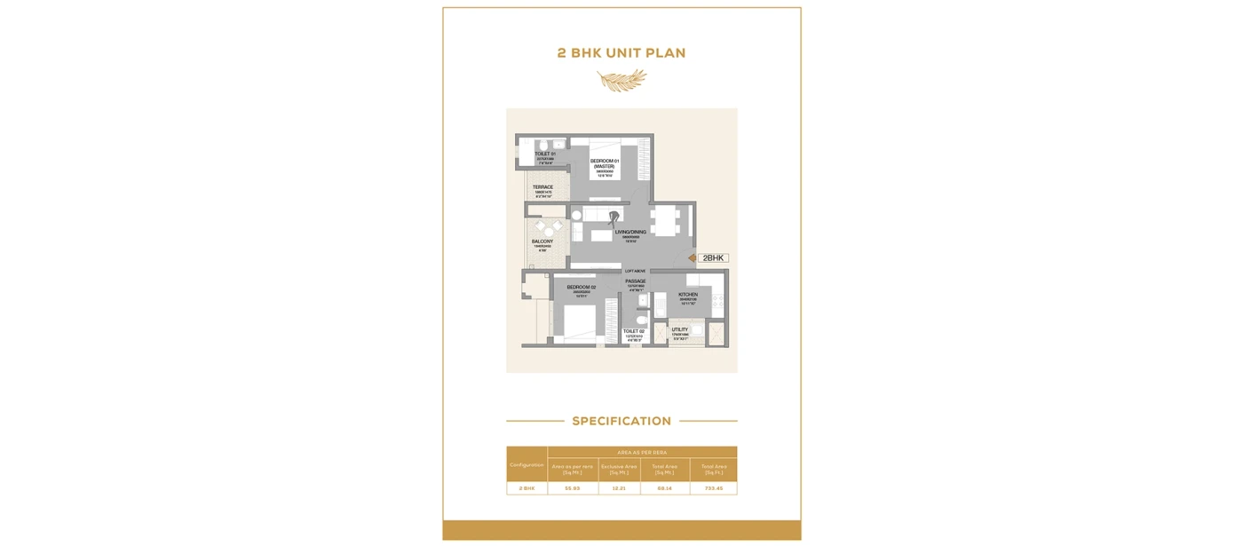 Godrej Hill Retreat 2 BHK unit plan floor plan