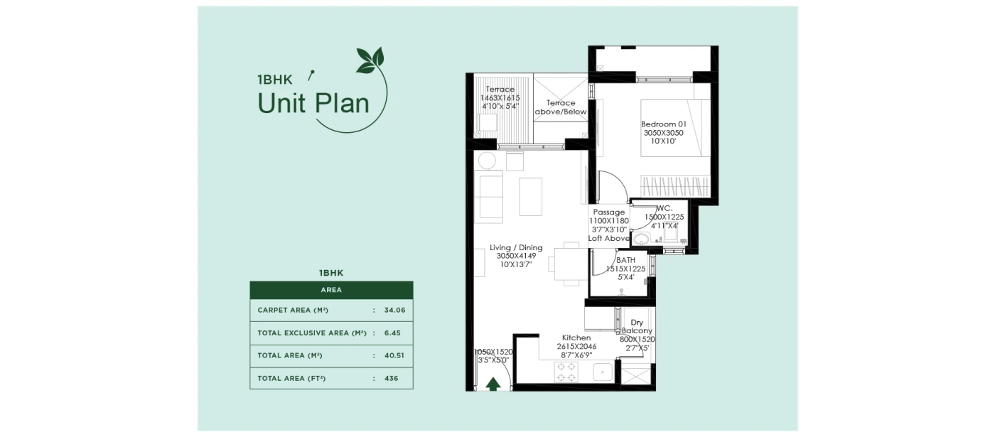Godrej Meadows 1 BHK floor plan
