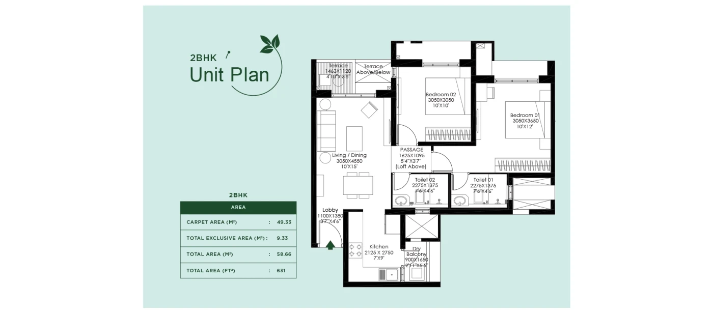 Godrej Meadows 2 BHK floor plan