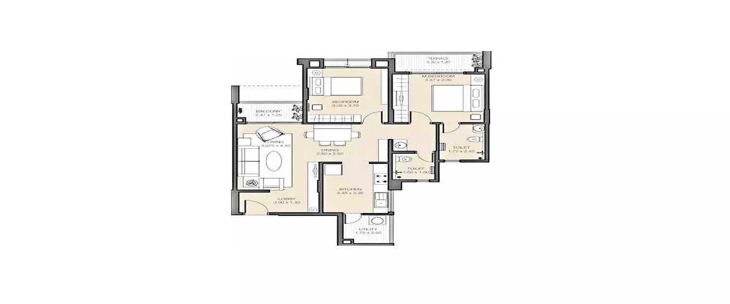 Godrej Prana 2 BHK floor plan