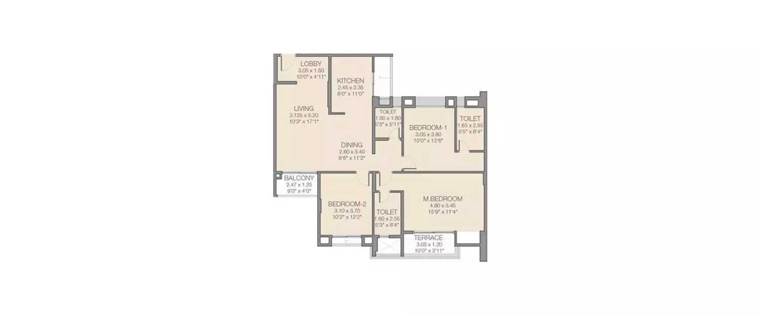 Godrej Prana 3 BHK floor plan