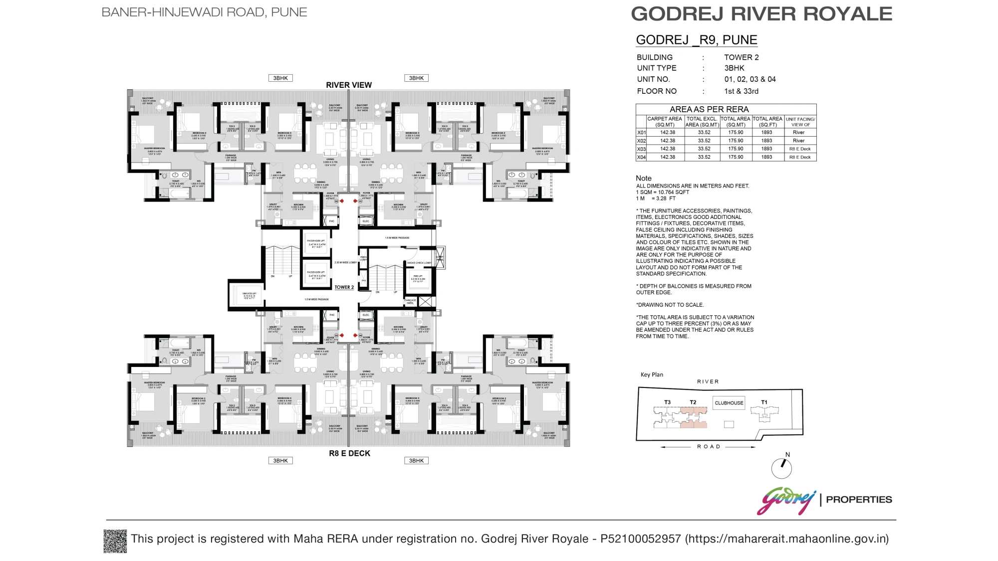 Godrej River Royale 3 BHK - Tower 2 typical floor floor plan