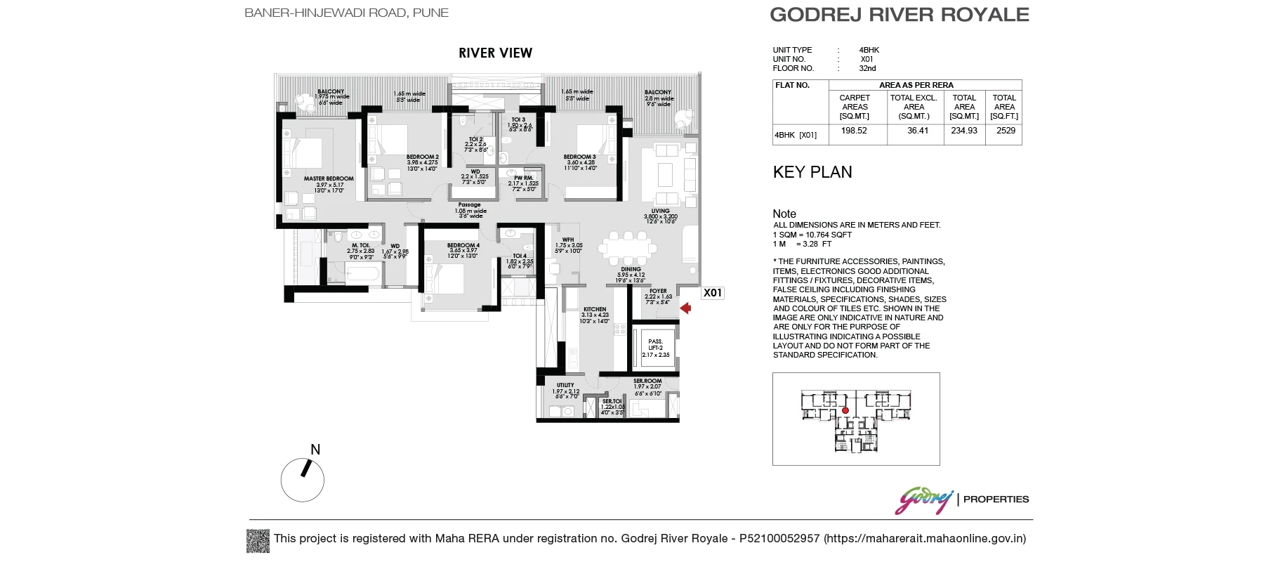 Godrej River Royale 4 BHK unit plan floor plan