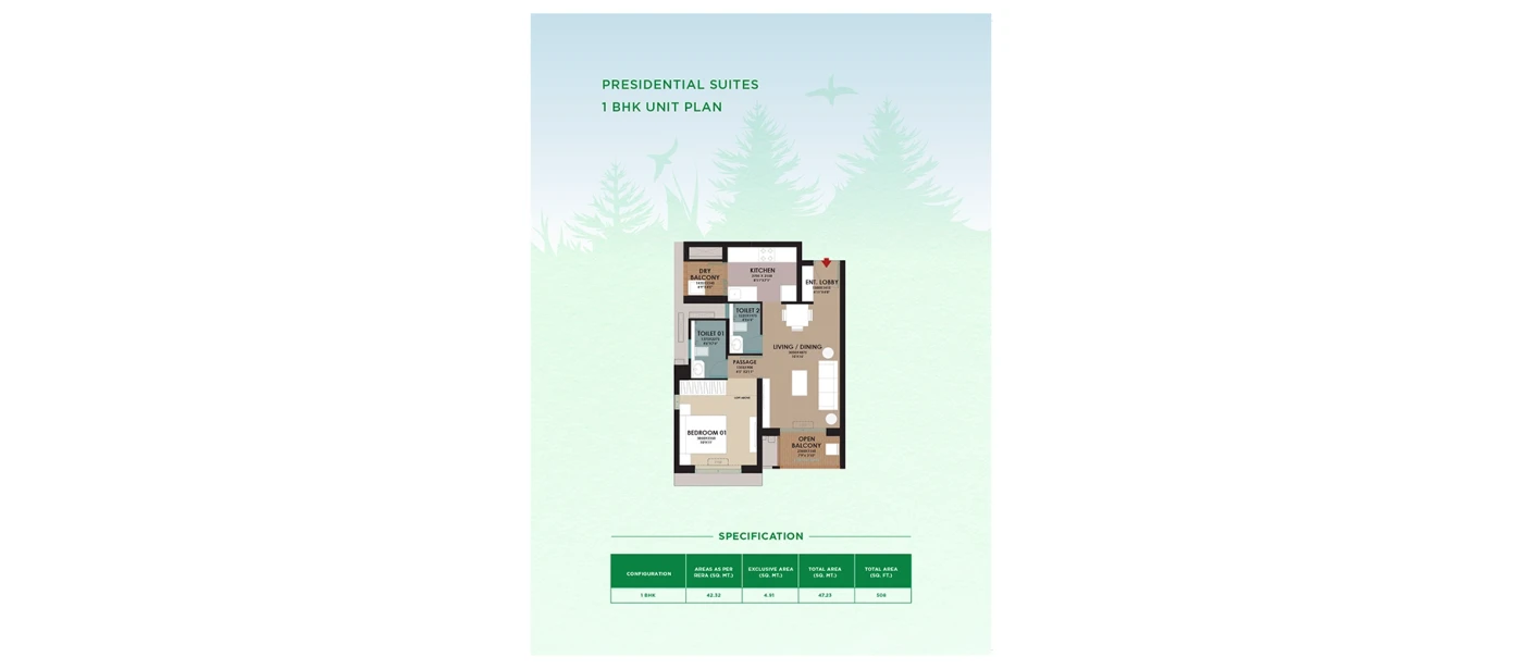 Godrej Woodsville 1 BHK (Presidential Suites) floor plan
