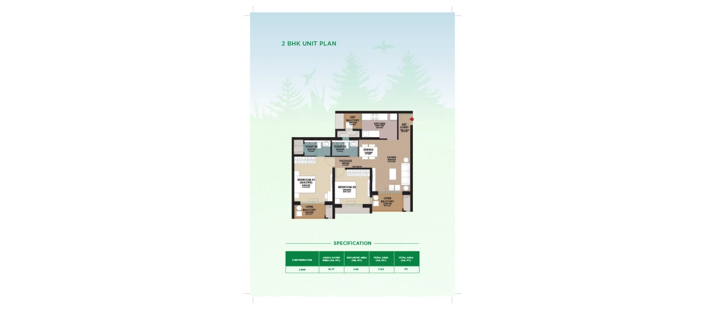 Godrej Woodsville 2 BHK floor plan
