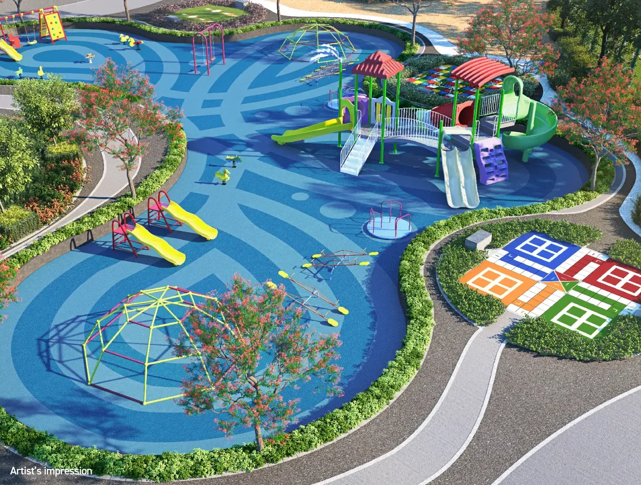 Joyville Hadapsar Annexe children's play area with slides and climbing structures