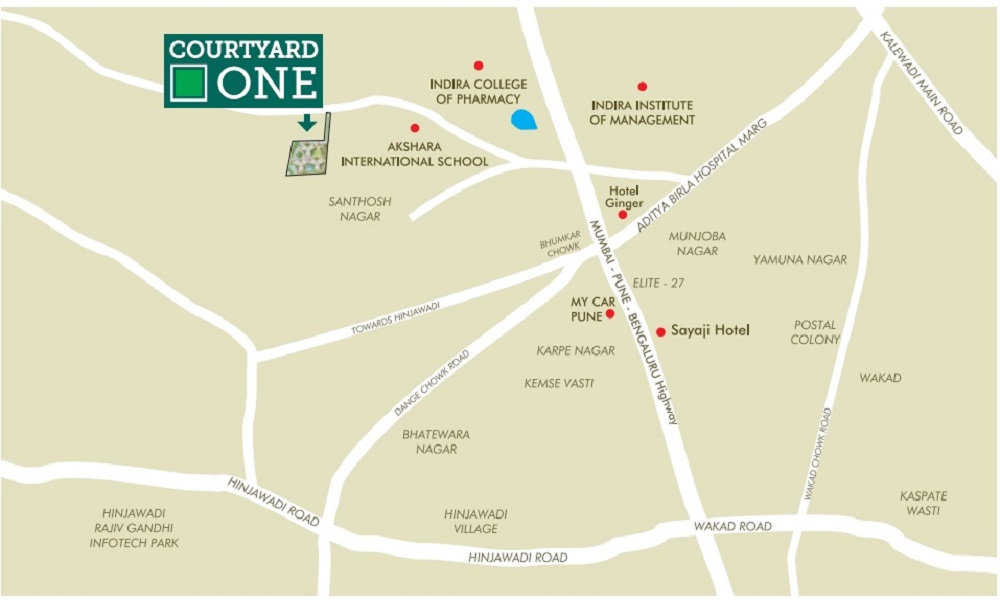 Kohinoor Courtyard One Wakad location map