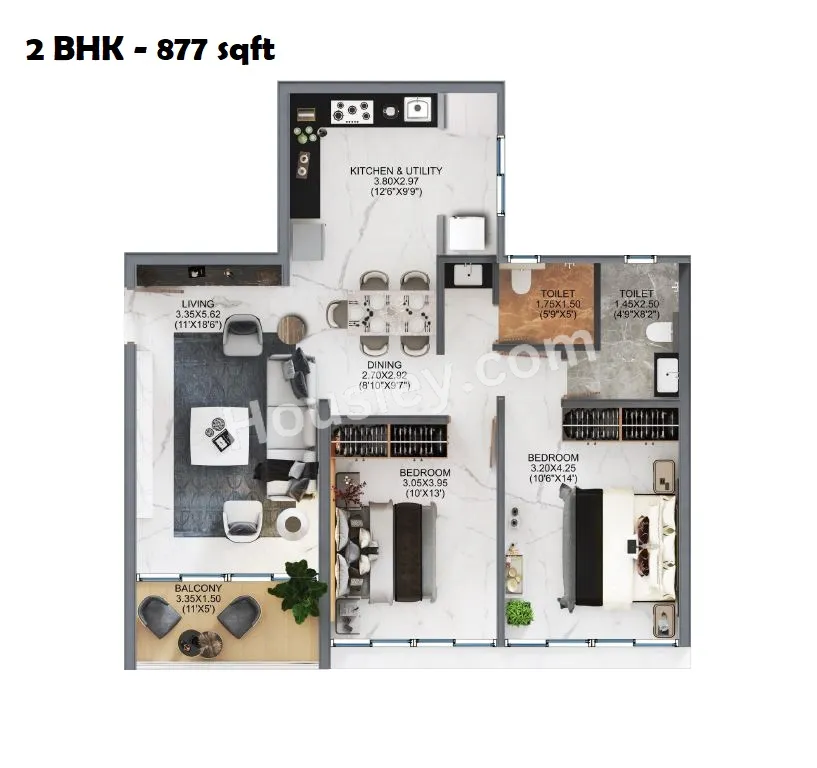 Majestique Evolvus 2 BHK floor plan