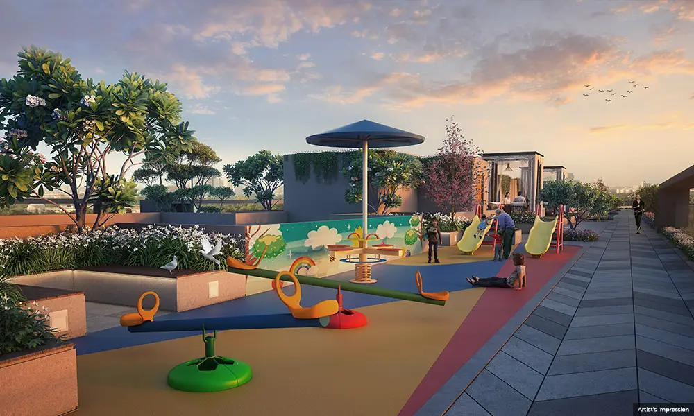 Majestique Evolvus rooftop children's play area with slides and climbing frames