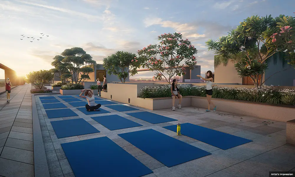 Majestique Evolvus rooftop yoga and meditation deck