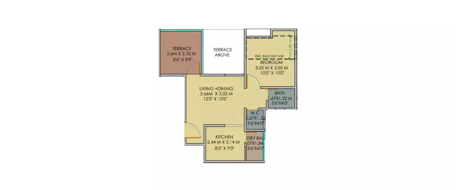 Majestique Venice 1 BHK floor plan