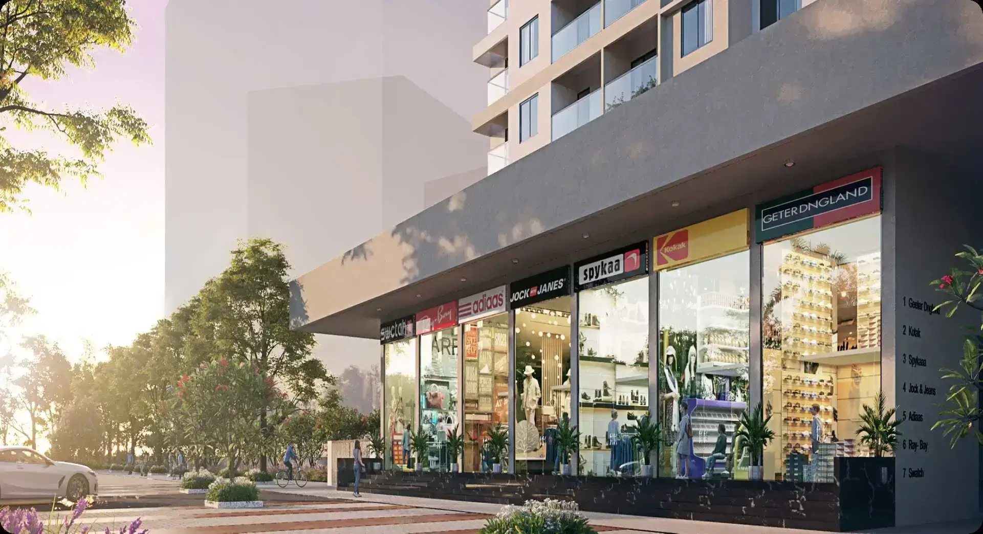 Mantra Moments ground-floor retail arcade within the gated community