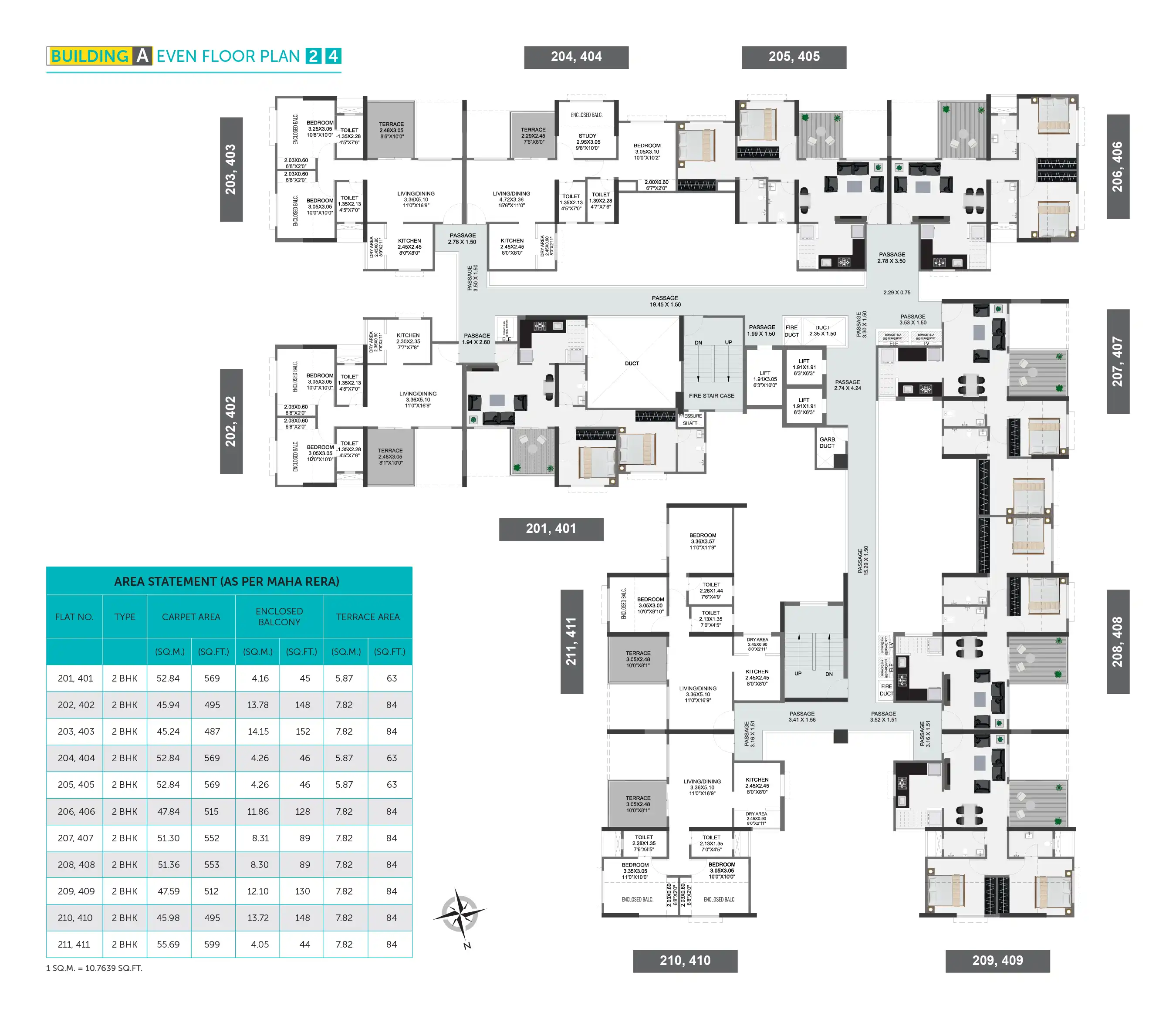 Pristine Equilife Homes Tower A - Even Floor Plate floor plan