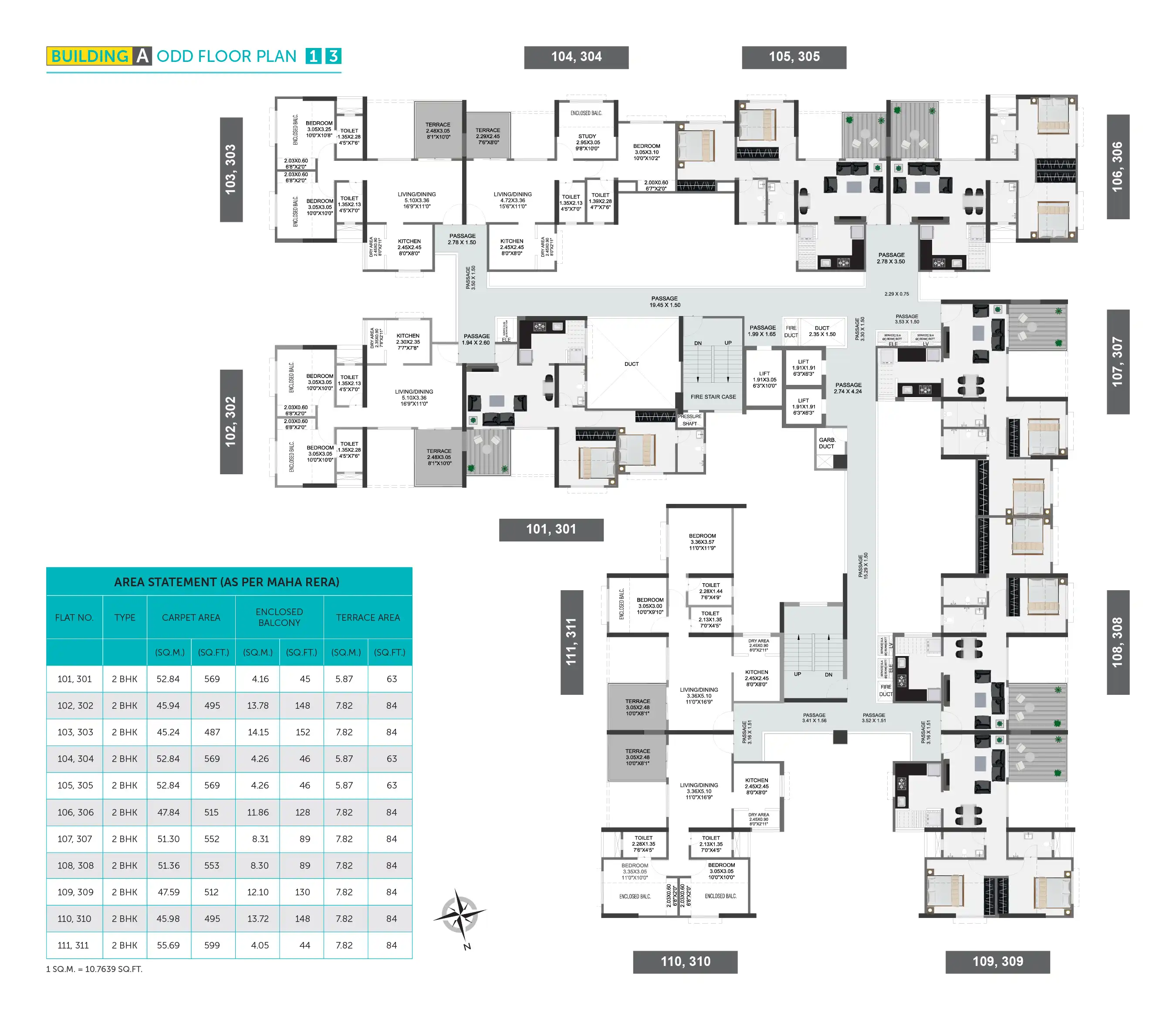 Pristine Equilife Homes Tower A - Odd Floor Plate floor plan