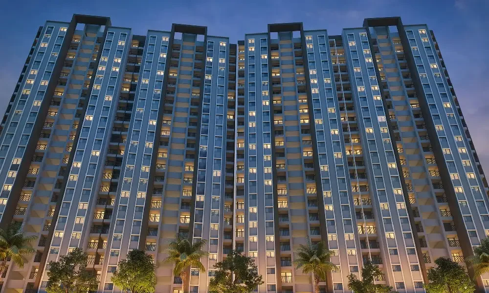 Provident Kenvista illuminated tower facade at night