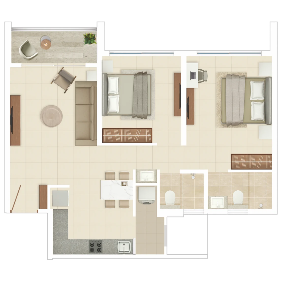 Rohan Harita 2 BHK (Type C) floor plan