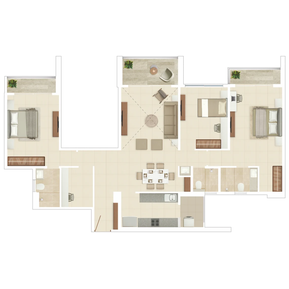 Rohan Harita 3 BHK (Type PB1) floor plan