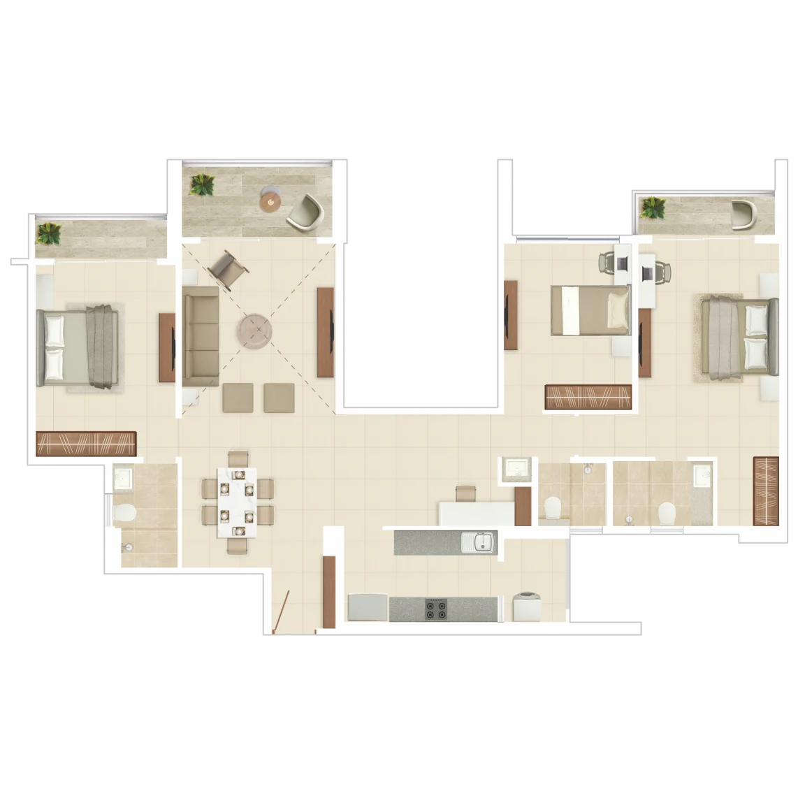 Rohan Harita 3 BHK (Type PB2) floor plan
