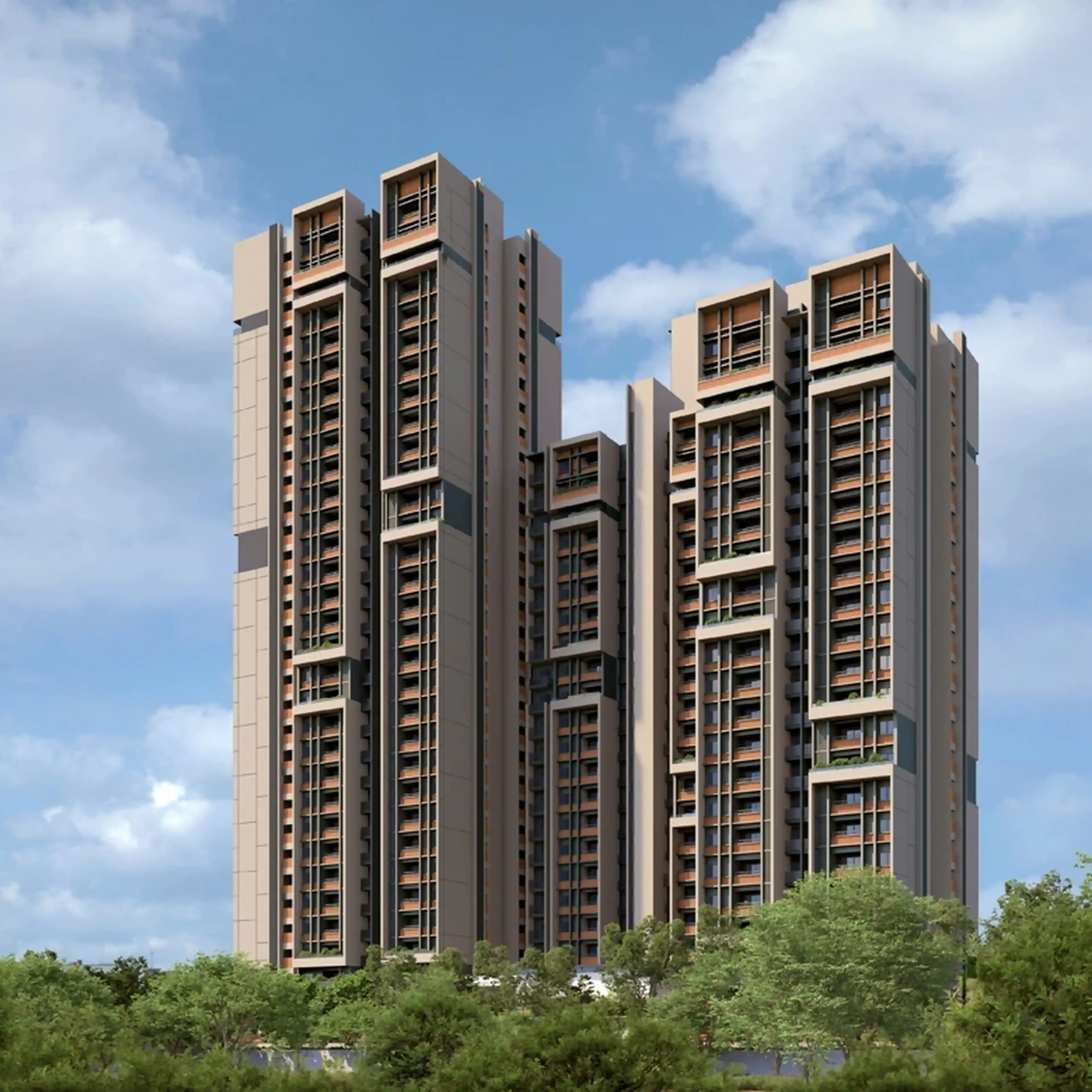 Rohan Nidita tower elevation and landscaping
