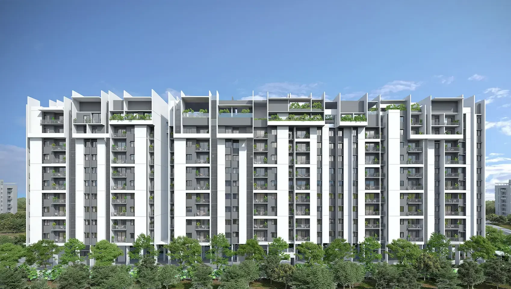 Rohan Viti frontage with the landscaped approach and tree line