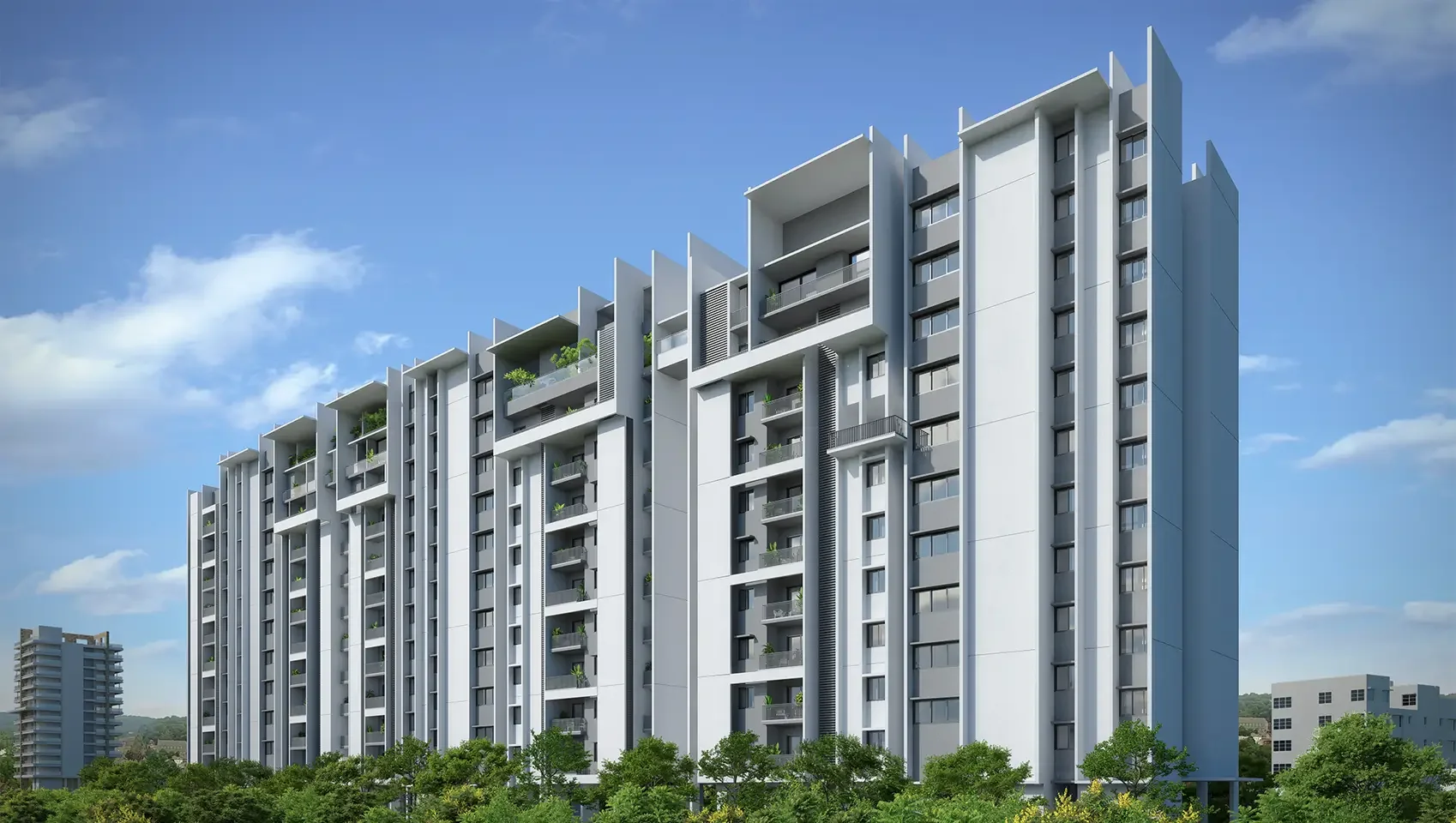 Rohan Viti side elevation with the surrounding Wakad skyline